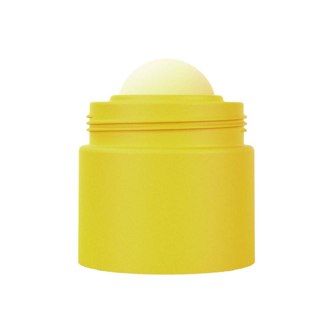 Body of yellow refillable roll-on travel applicator