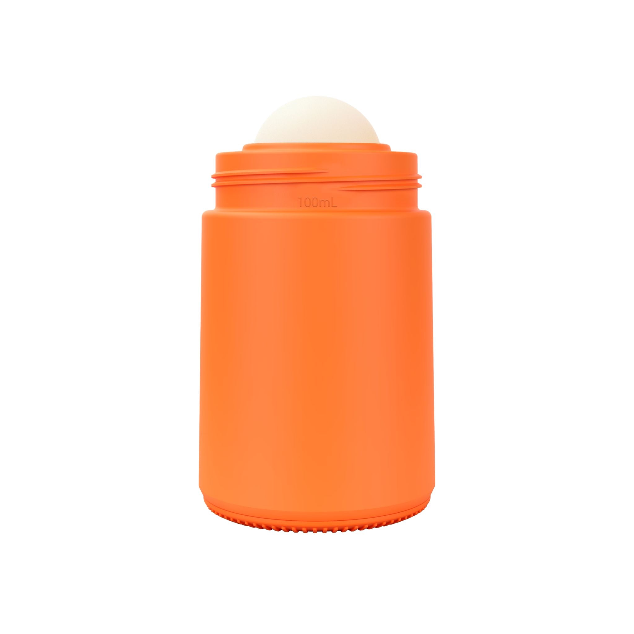Body of orange refillable roll-on travel applicator