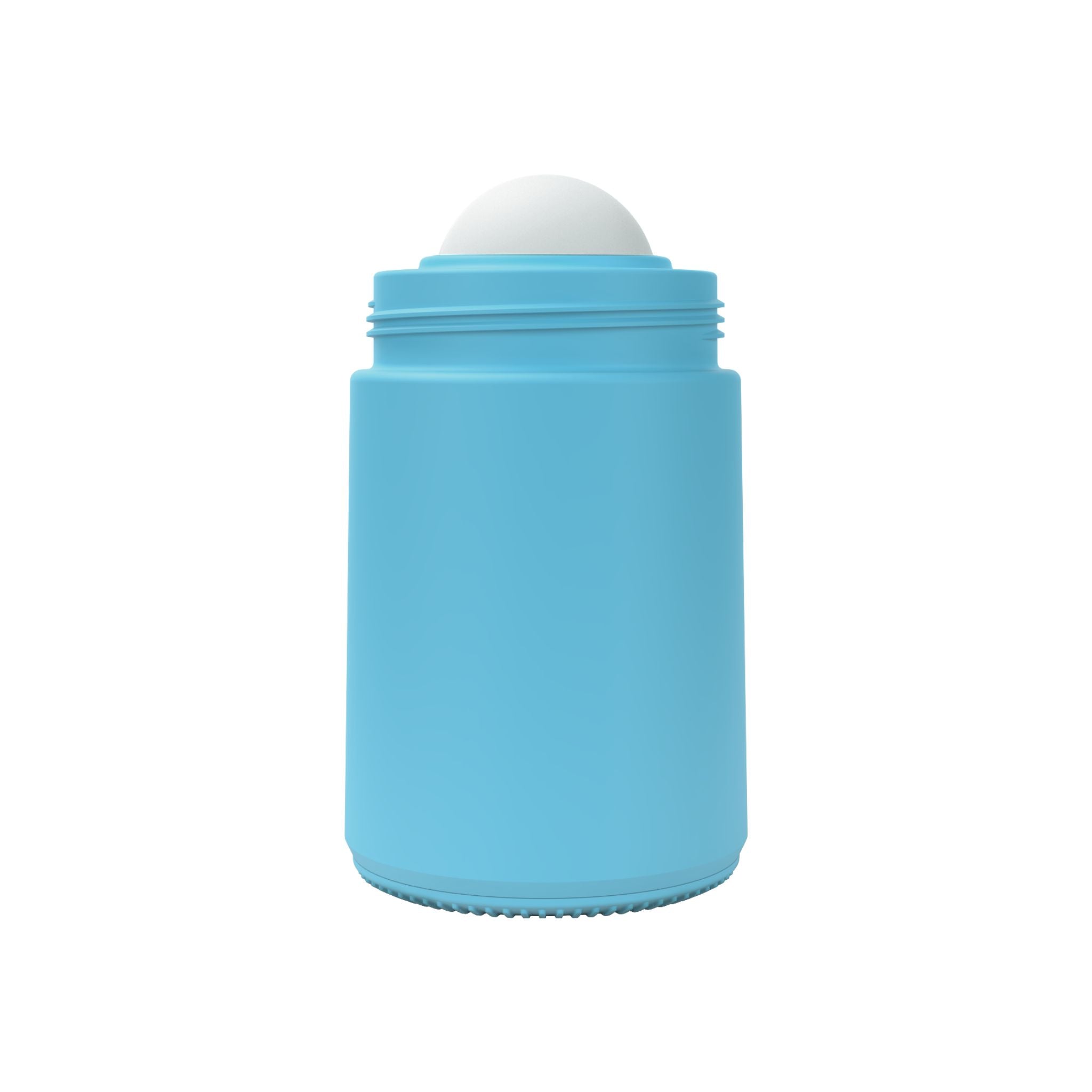 Body of blue refillable roll-on travel applicator
