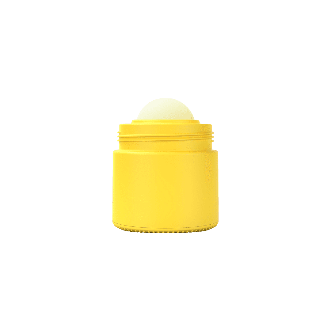 Body of yellow refillable roll-on travel applicator