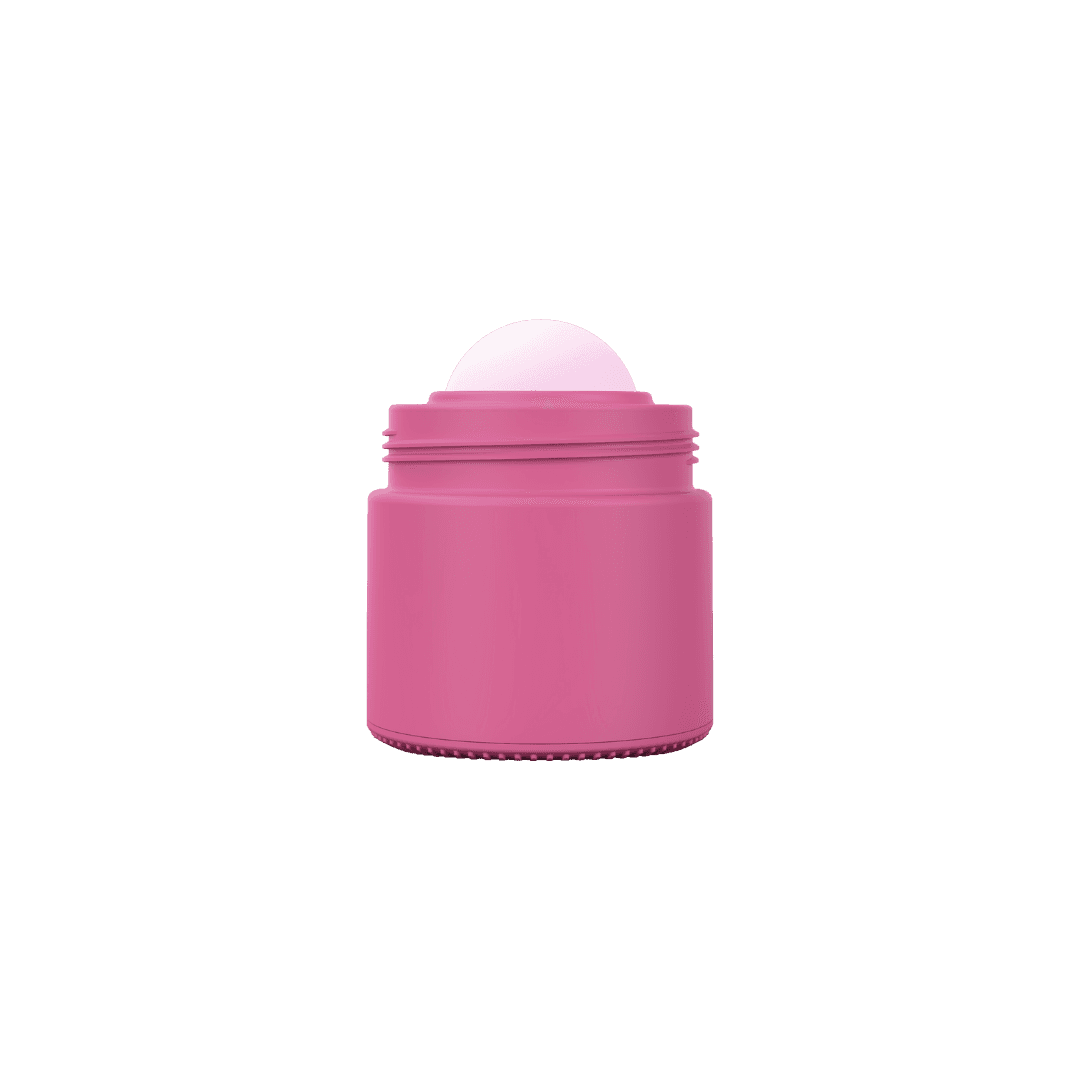 Body of pink refillable roll-on travel applicator